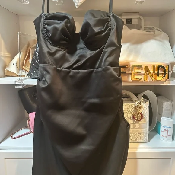 House of CB satin black Flora dress size XL - Picture 6 of 6